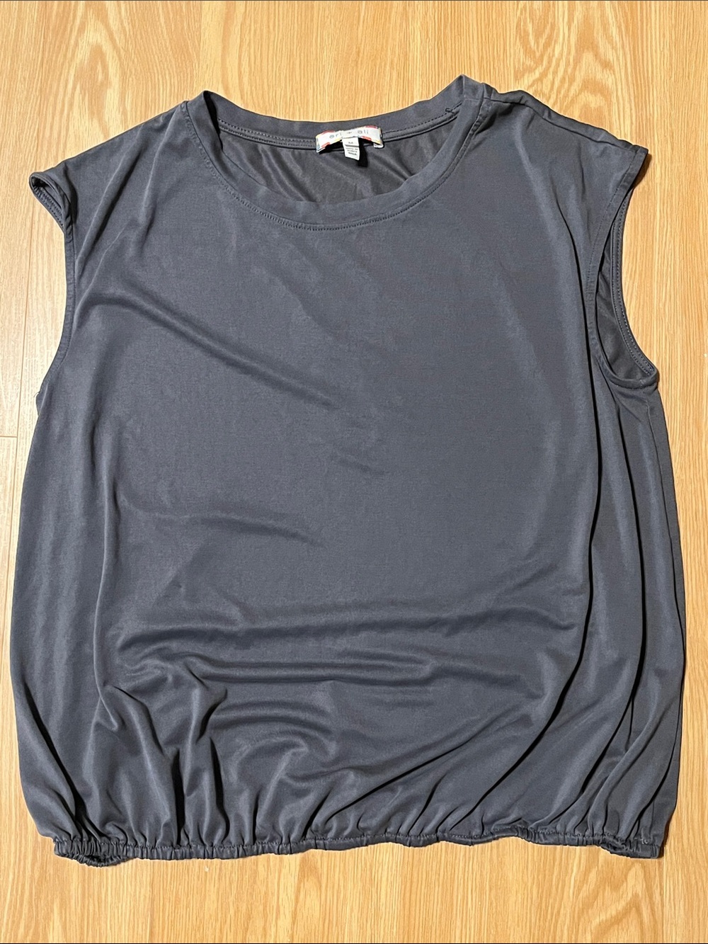 Anthropologie eri + ali Charcoal Sleeveless Elastic-Hem Top, size medium